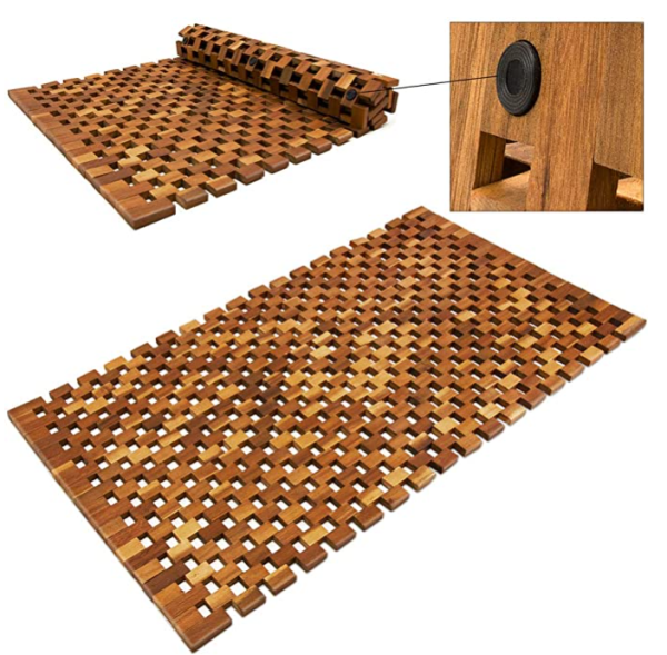 tapis de bain en bois