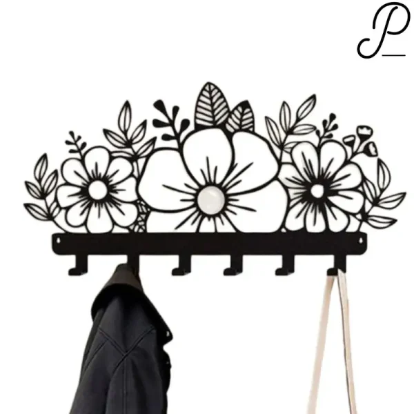 patère métal noir fleur