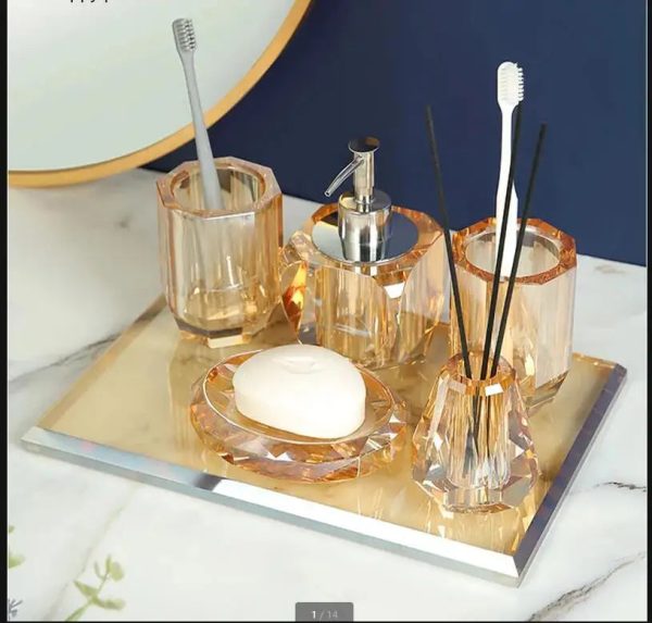 ensemble produits toilette cristal verre