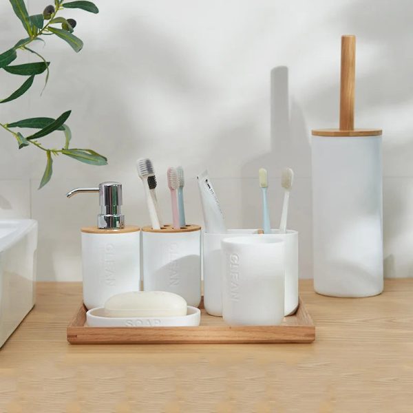 accessoires de salle de bain en bambou