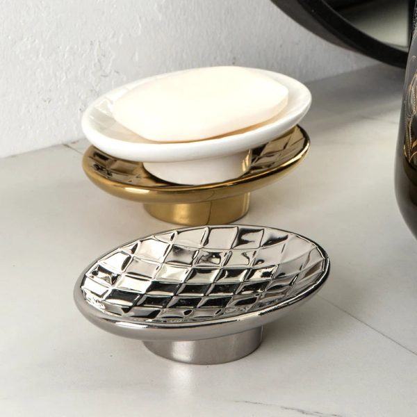 porte-savon doré et argenté