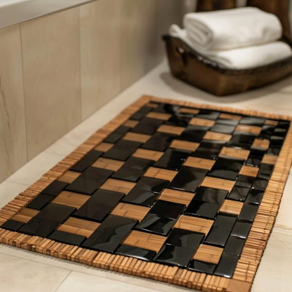 tapis de bain en bambou