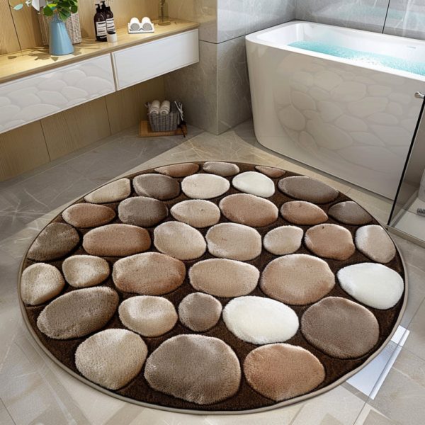 tapis salle de bain rond élégant