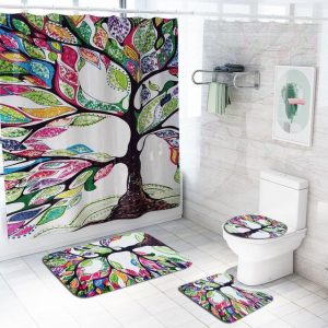 rideau de douche arbre coloré