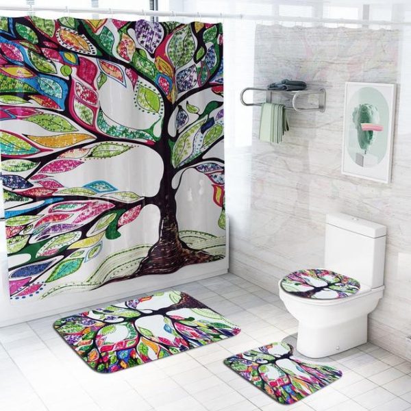 rideau de douche arbre coloré