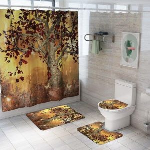 ensemble rideau de douche arbre automne