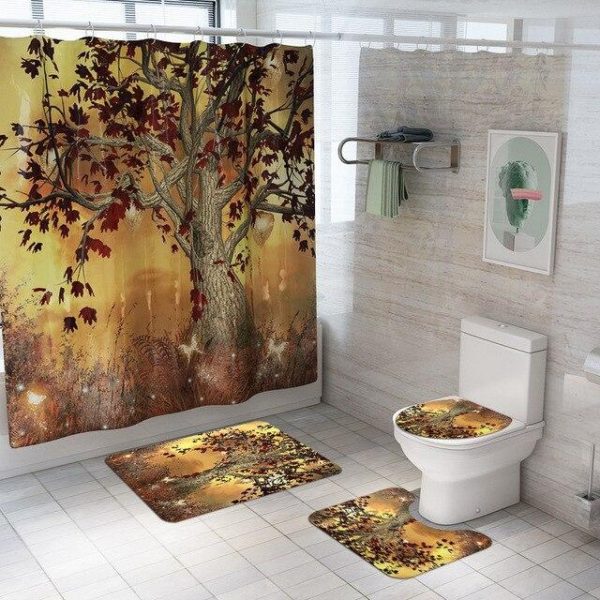 ensemble rideau de douche arbre automne