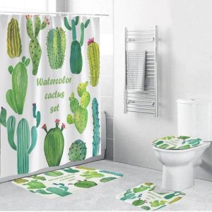 ensemble rideau douche cactus