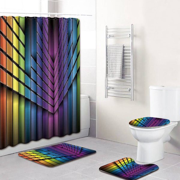 Ensemble de Rideau de douche Cubes