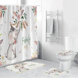 ensemble rideau de douche éléphanteau