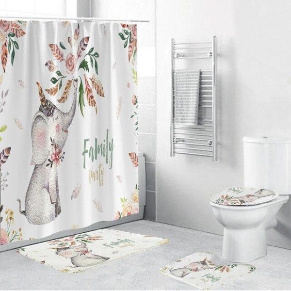 ensemble rideau de douche éléphanteau