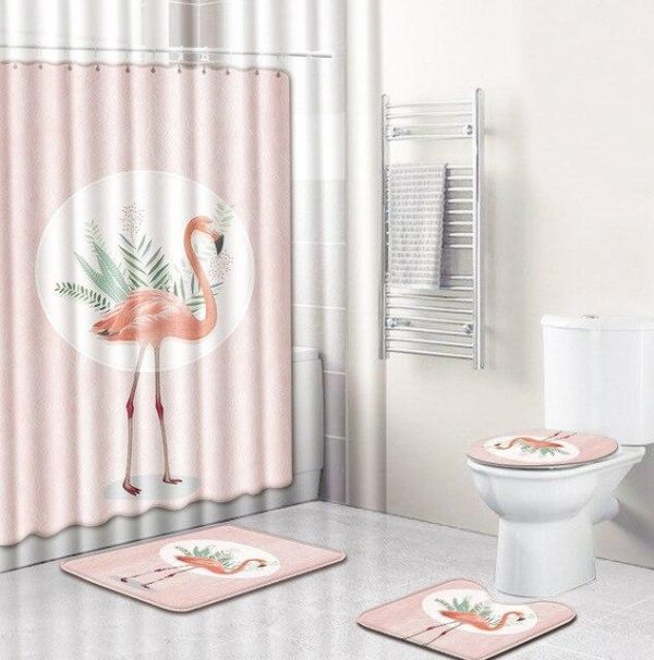 rideau de douche flamant rose