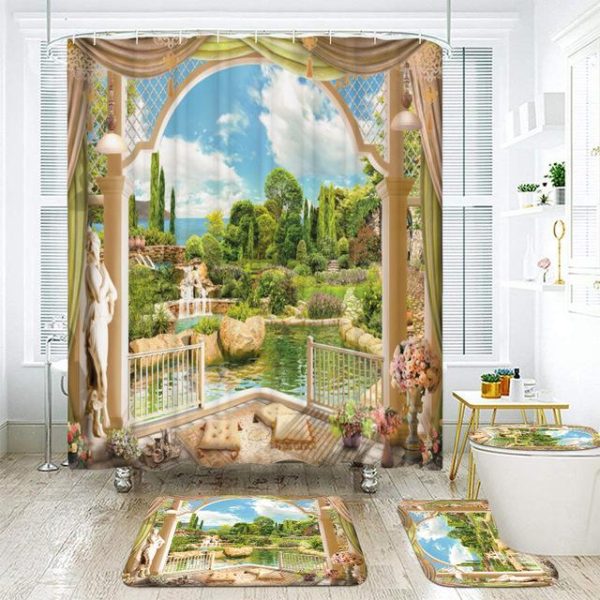 ensemble rideau douche fenêtre romaine