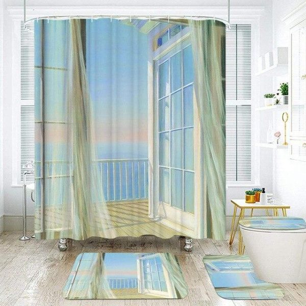 Ensemble rideau de douche balcon