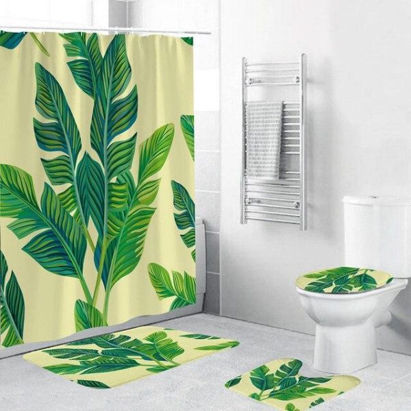 Ensemble de Rideau de Douche Feuilles de Palmiers