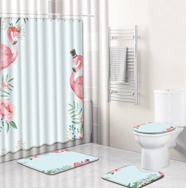 Ensemble de Rideau de Douche Flamingos