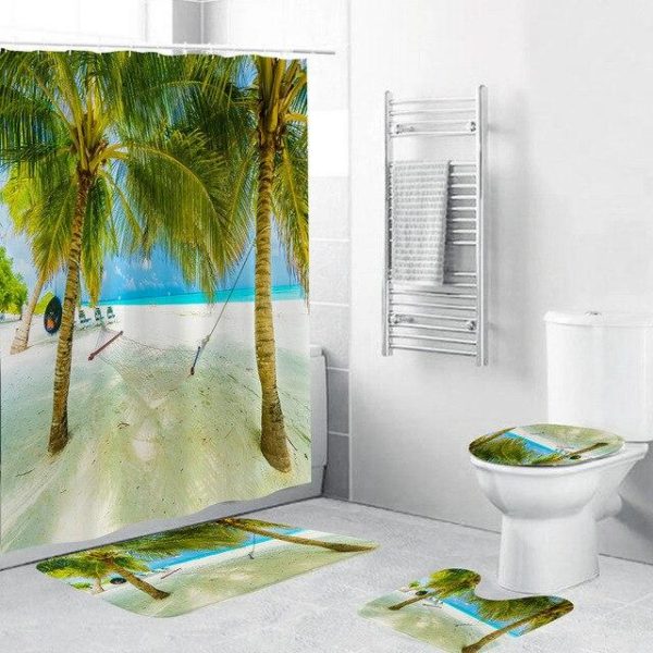 ensemble de rideau de douche hamac tropical