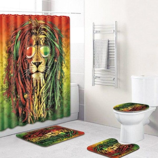 ensemble rideau de douche lion rasta