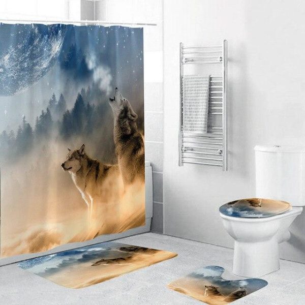 Ensemble de Rideau de Douche Loups