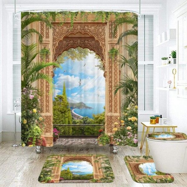 Ensemble de Rideau de Douche Palais romain