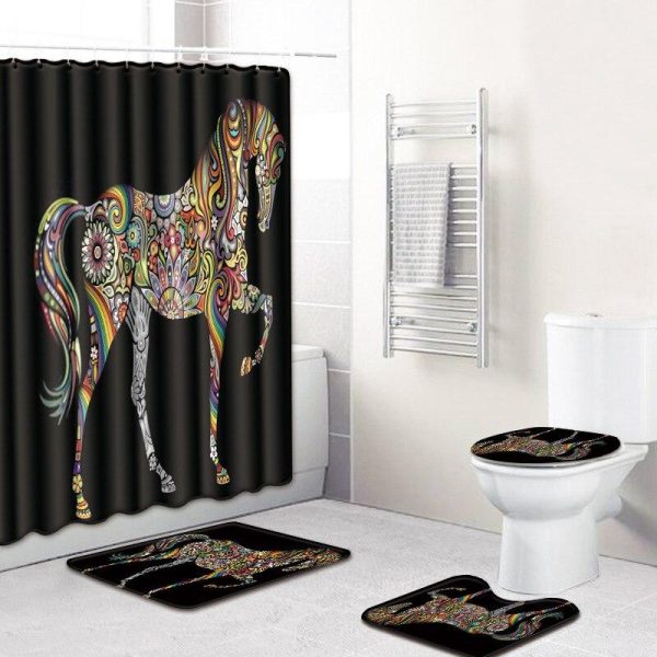 ensemble rideau douche peinture cheval