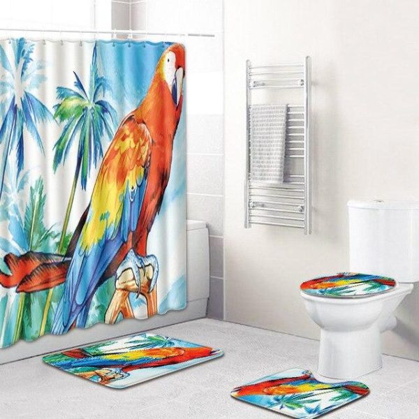 ensemble de rideau de douche perroquet