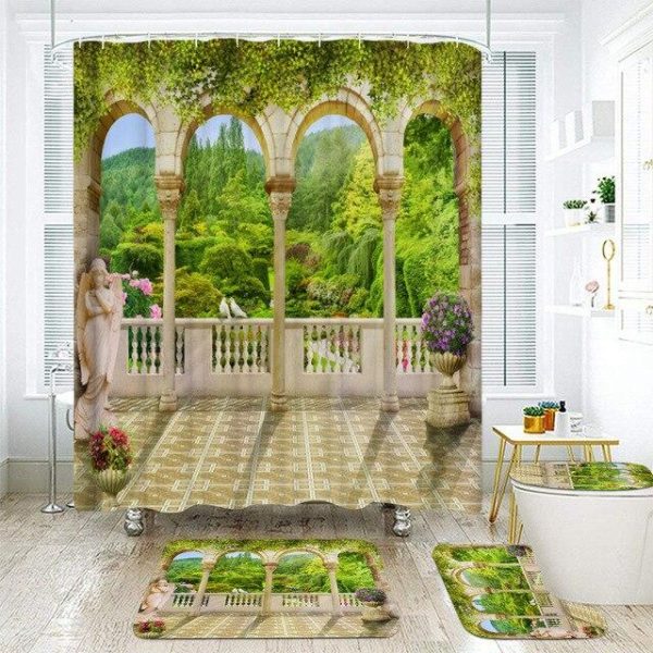 Ensemble de Rideau de Douche Rome antique