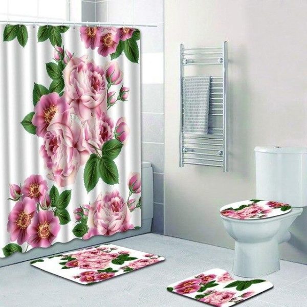 Ensemble de Rideau de Douche Roses