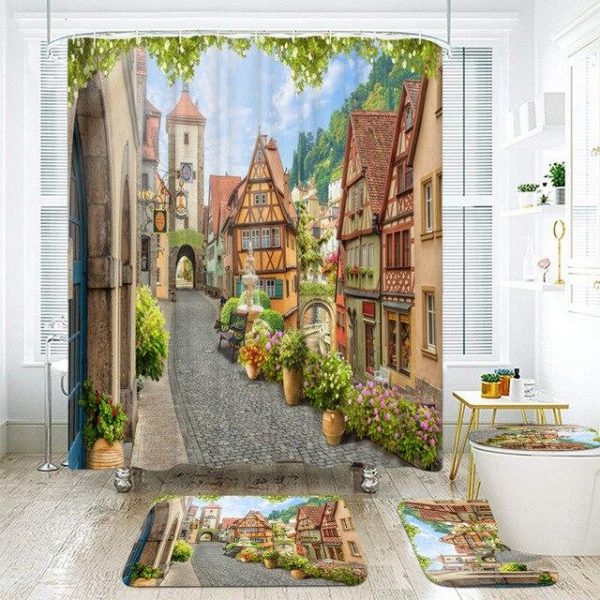 ensemble de rideau de douche rustique