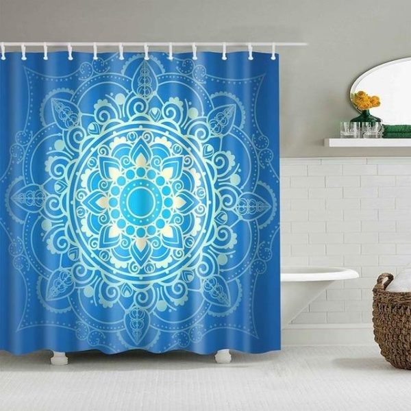 rideau de douche mandala bleu azur