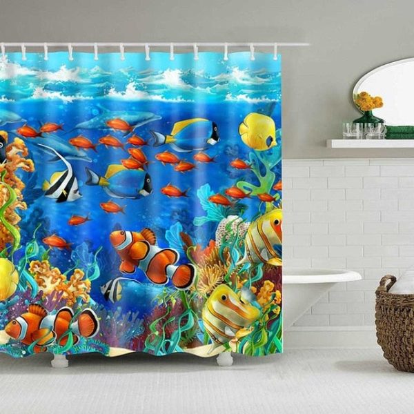 rideau de douche poissons tropicaux