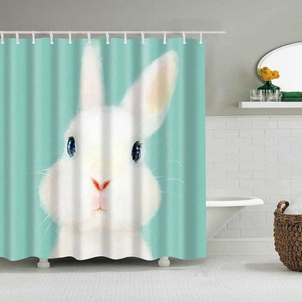 rideau de douche original lapin blanc