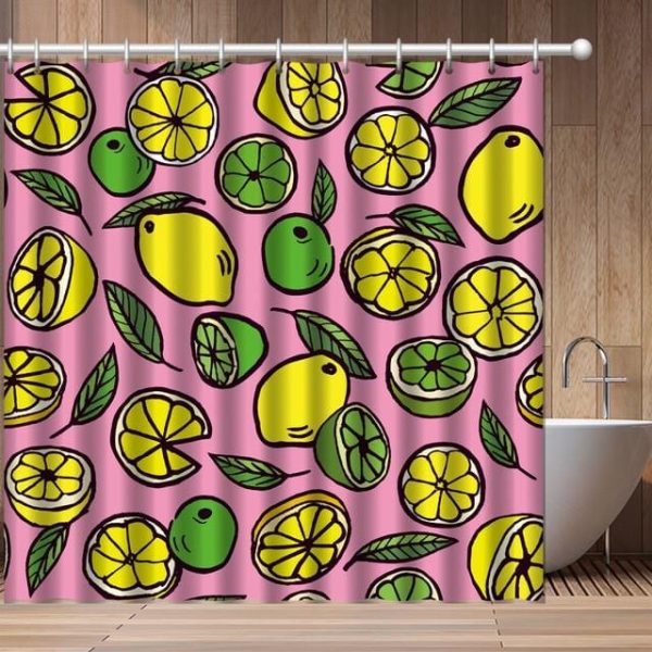 rideau de douche avec citrons