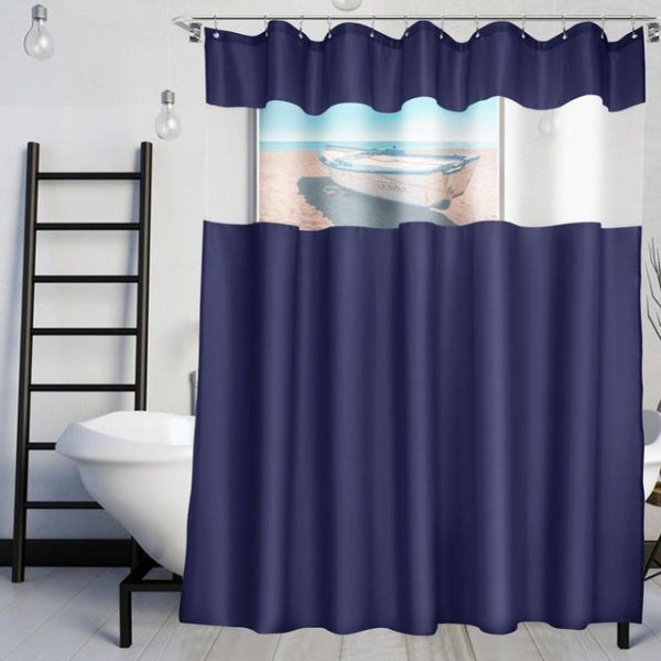 rideau de douche bleu uni