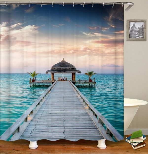 rideau de douche paysage tropical