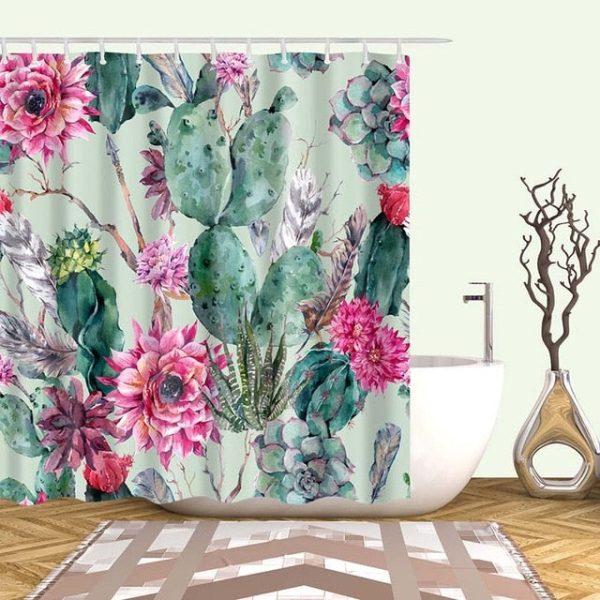 Rideau de Douche Cactus Aquarelle