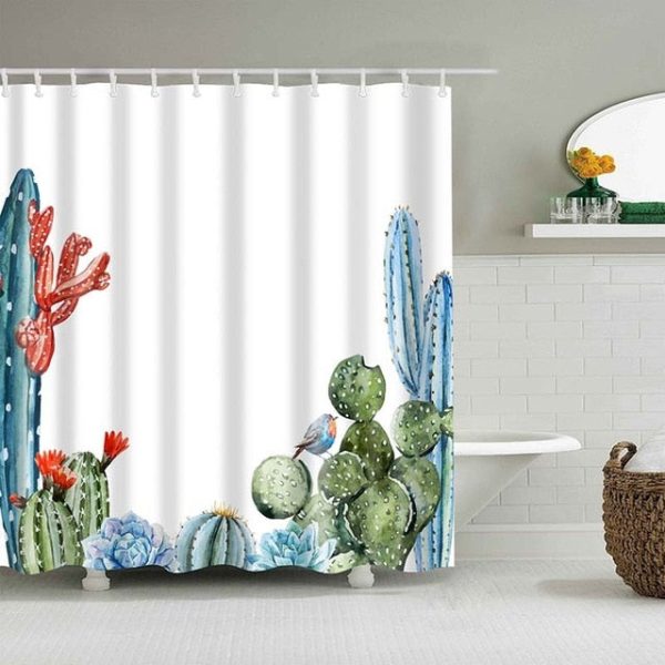 rideau de douche cactus bleus