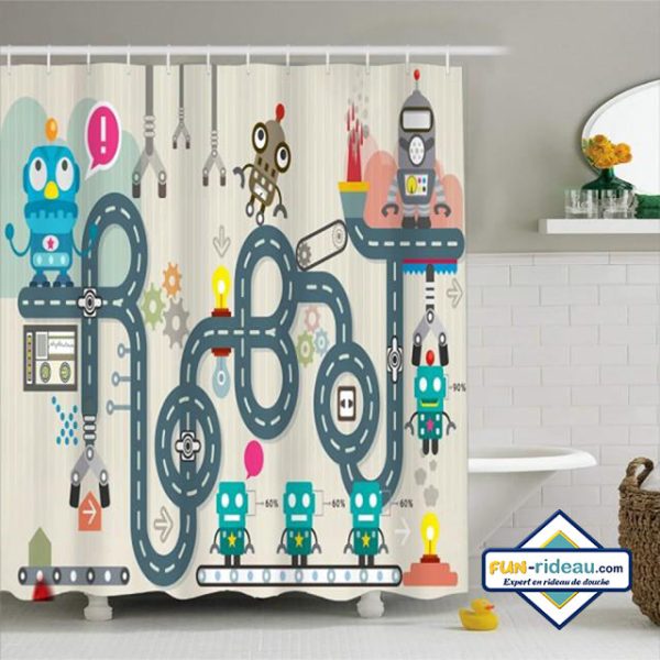rideau de douche petits robots