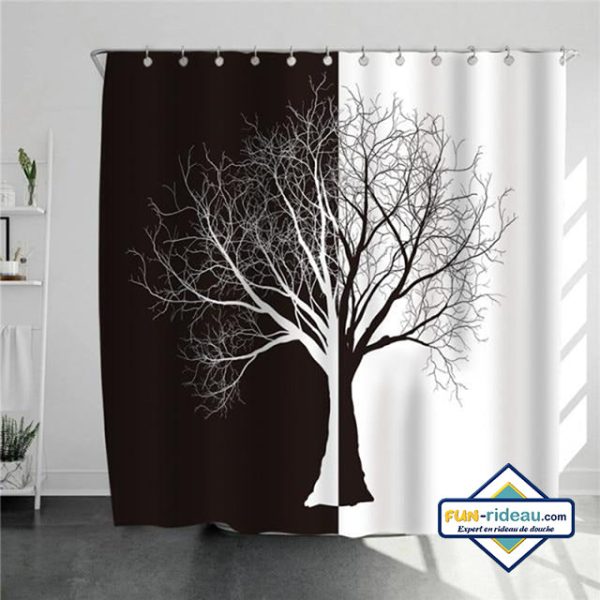 rideau de douche arbre noir et blanc