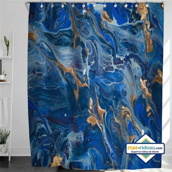 rideau de douche effet marbre bleu