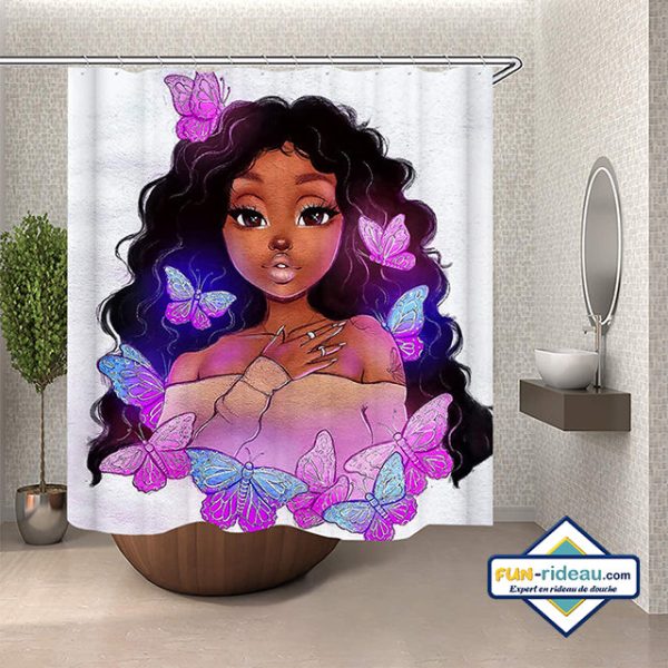 Rideau de douche femme à motifs papillons