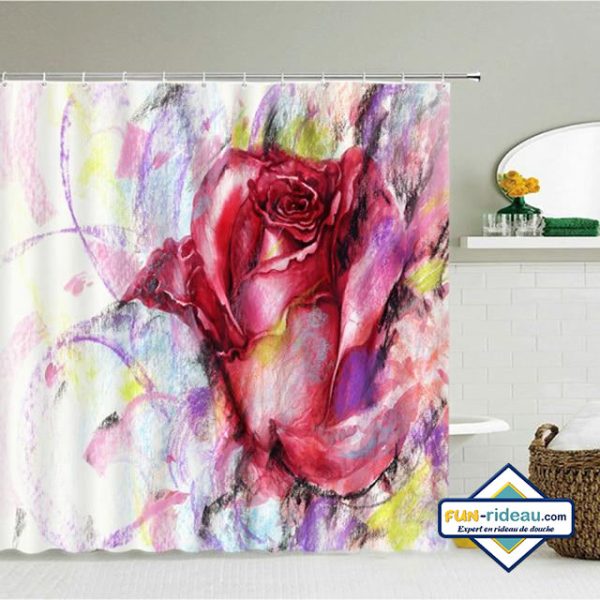 Rideau de douche rose aquarel