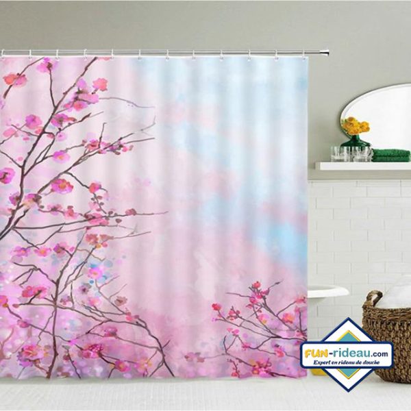 rideau de douche fleuri