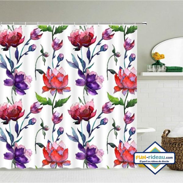Rideau de douche avec motif floral