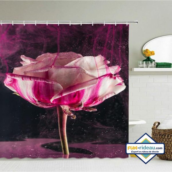 rideau de douche nature peinture rose