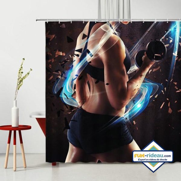 rideau de douche femme sportive