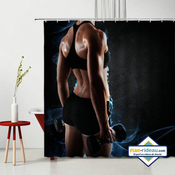 rideau de douche femme sportive