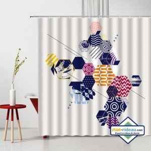 Rideau de douche hexagonal coloré