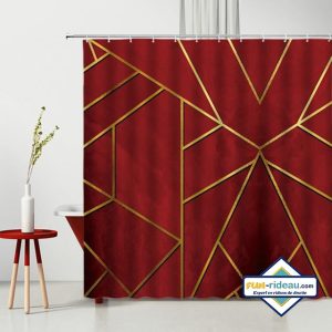 rideau de douche rouge et doré