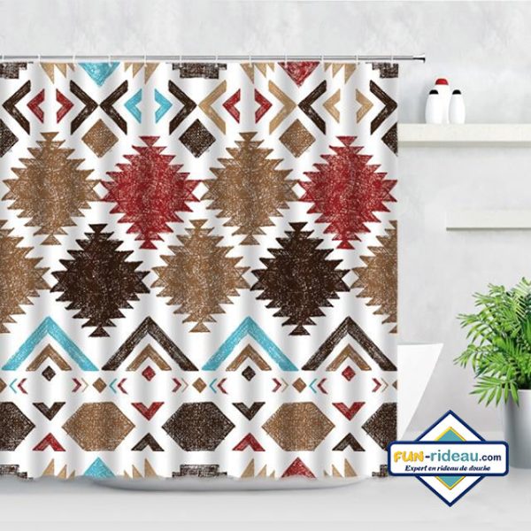 rideau de douche graphique en marron